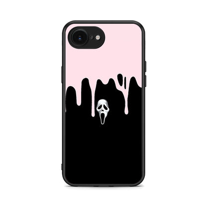 iPhone 16e Melting Halloween Mask Θήκη από τη Smartfits με σχέδιο στο πίσω μέρος και μαύρο περίβλημα | Smartphone case with colorful back and black bezels by Smartfits