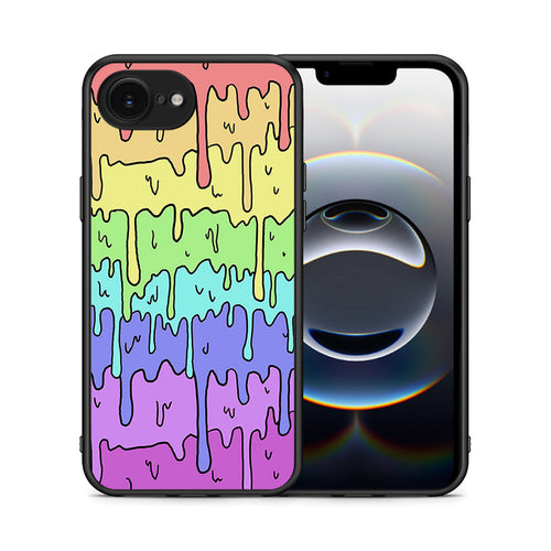 Θήκη iPhone 16e Melting Rainbow από τη Smartfits με σχέδιο στο πίσω μέρος και μαύρο περίβλημα | iPhone 16e Melting Rainbow case with colorful back and black bezels