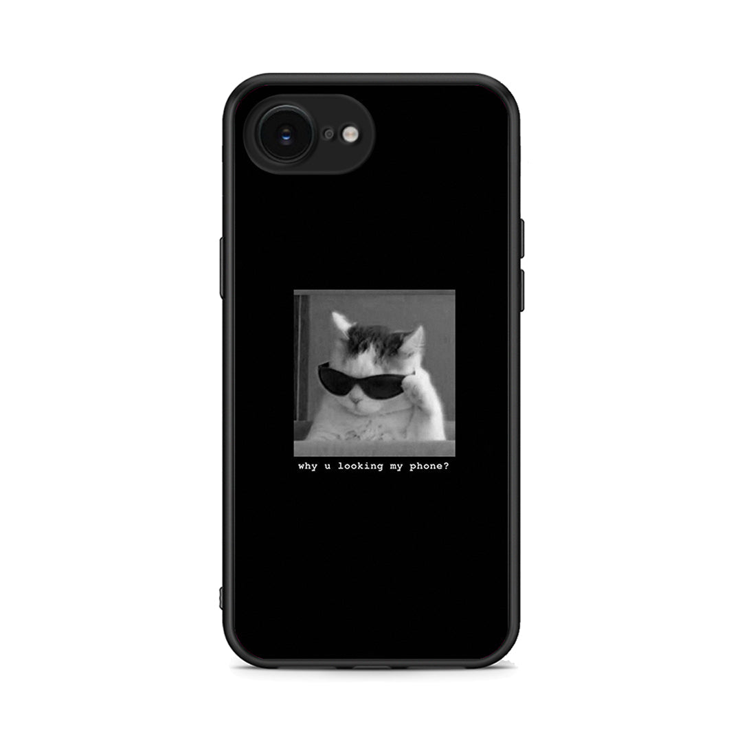 iPhone 16e Meme Cat θήκη από τη Smartfits με σχέδιο στο πίσω μέρος και μαύρο περίβλημα | Smartphone case with colorful back and black bezels by Smartfits