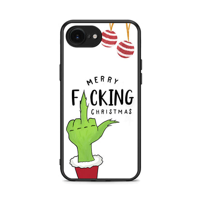 iPhone 16e Merry F Xmas θήκη από τη Smartfits με σχέδιο στο πίσω μέρος και μαύρο περίβλημα | Smartphone case with colorful back and black bezels by Smartfits