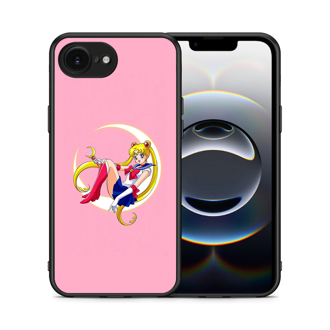 Θήκη iPhone 16e Moon Girl από τη Smartfits με σχέδιο στο πίσω μέρος και μαύρο περίβλημα | iPhone 16e Moon Girl case with colorful back and black bezels