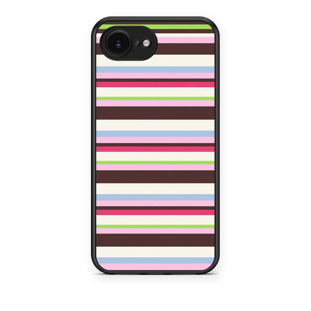 Θήκη iPhone 16e Multicolour Horizontal Stripes από τη Smartfits με σχέδιο στο πίσω μέρος και μαύρο περίβλημα | iPhone 16e Multicolour Horizontal Stripes case with colorful back and black bezels