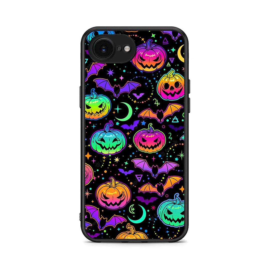 iPhone 16e Neon Halloween θήκη από τη Smartfits με σχέδιο στο πίσω μέρος και μαύρο περίβλημα | Smartphone case with colorful back and black bezels by Smartfits