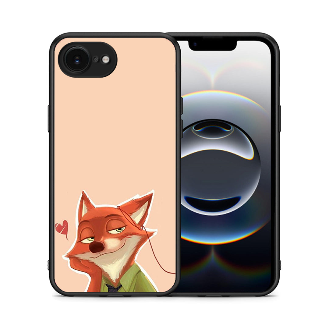 Θήκη iPhone 16e Nick Wilde And Judy Hopps Love 1 από τη Smartfits με σχέδιο στο πίσω μέρος και μαύρο περίβλημα | iPhone 16e Nick Wilde And Judy Hopps Love 1 case with colorful back and black bezels