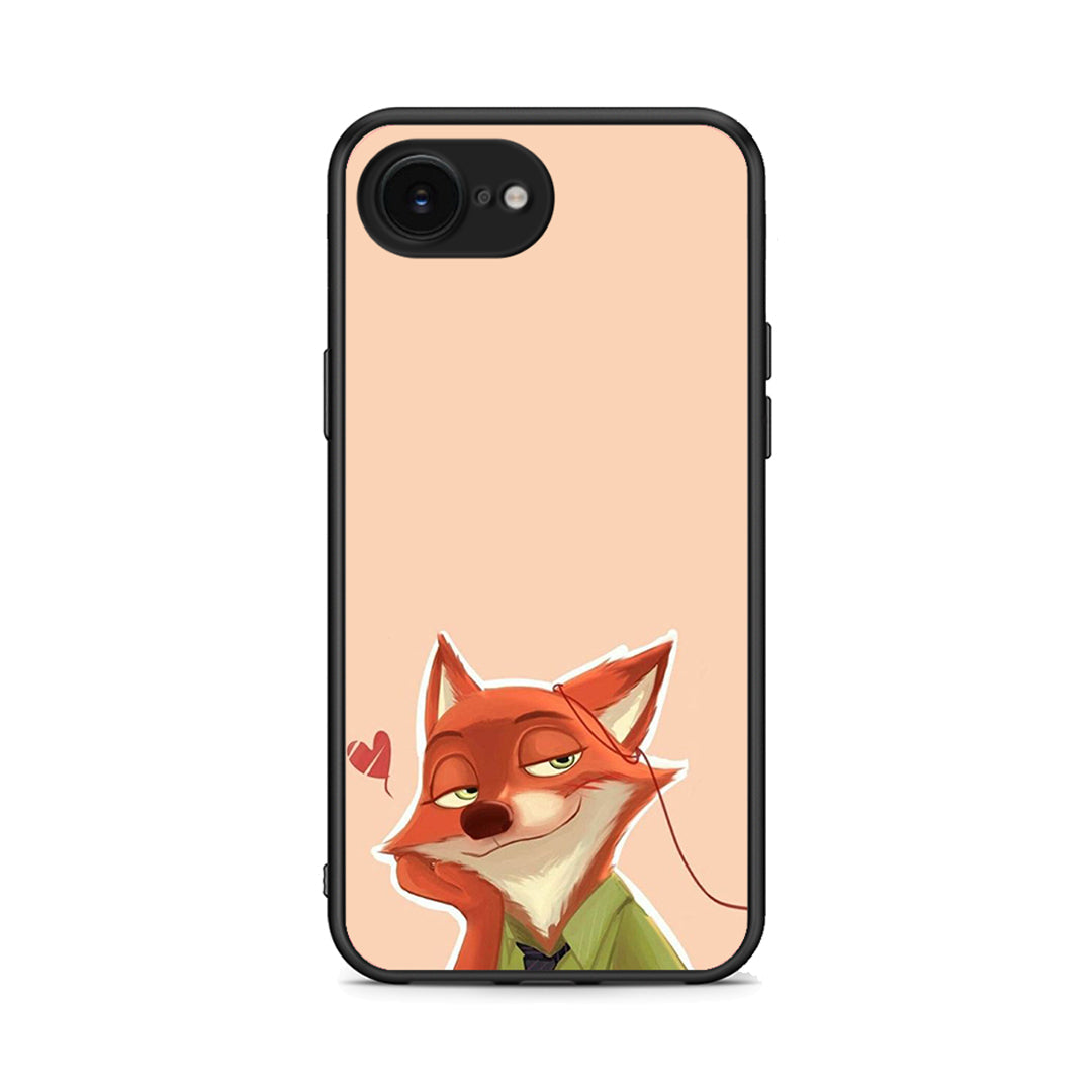 iPhone 16e Nick Wilde And Judy Hopps Love 1 θήκη από τη Smartfits με σχέδιο στο πίσω μέρος και μαύρο περίβλημα | Smartphone case with colorful back and black bezels by Smartfits