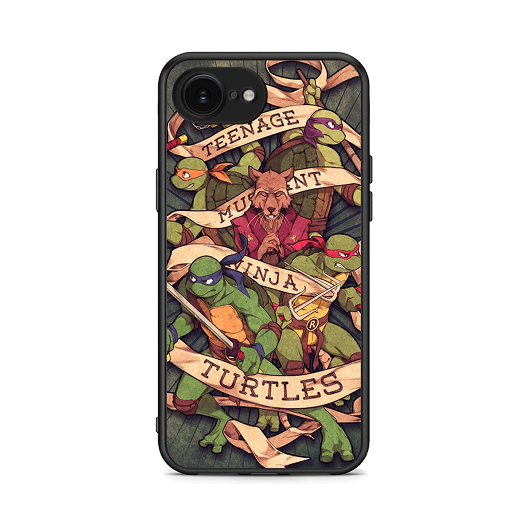 iPhone 16e Ninja Turtles θήκη από τη Smartfits με σχέδιο στο πίσω μέρος και μαύρο περίβλημα | Smartphone case with colorful back and black bezels by Smartfits