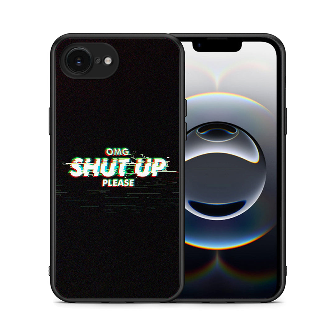 Θήκη iPhone 16e OMG ShutUp από τη Smartfits με σχέδιο στο πίσω μέρος και μαύρο περίβλημα | iPhone 16e OMG ShutUp case with colorful back and black bezels