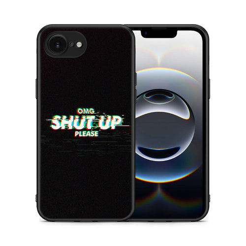 Θήκη iPhone 16e OMG ShutUp από τη Smartfits με σχέδιο στο πίσω μέρος και μαύρο περίβλημα | iPhone 16e OMG ShutUp case with colorful back and black bezels