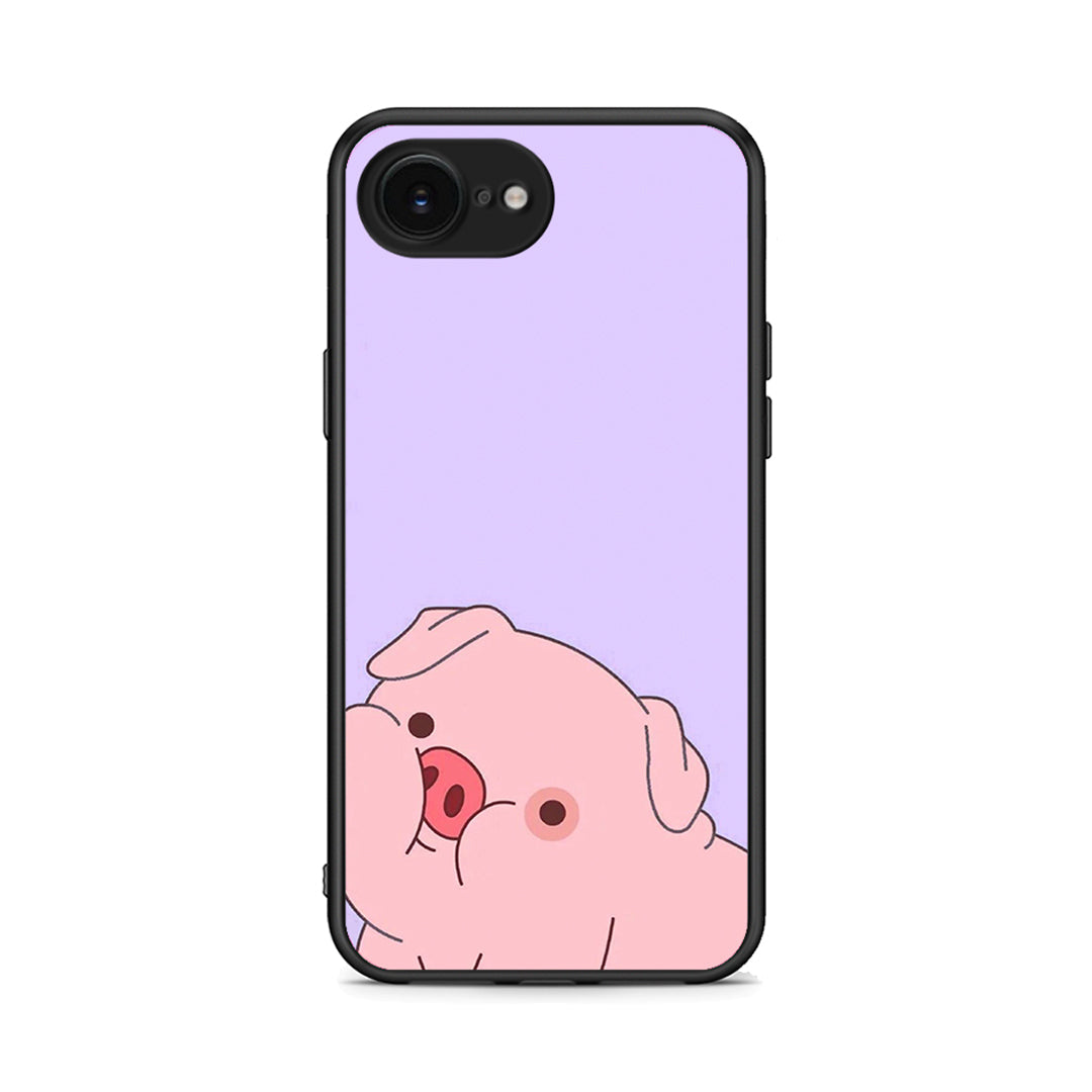 iPhone 16e Pig Love 2 Θήκη Αγίου Βαλεντίνου από τη Smartfits με σχέδιο στο πίσω μέρος και μαύρο περίβλημα | Smartphone case with colorful back and black bezels by Smartfits