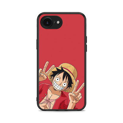 iPhone 16e Pirate Luffy Θήκη από τη Smartfits με σχέδιο στο πίσω μέρος και μαύρο περίβλημα | Smartphone case with colorful back and black bezels by Smartfits
