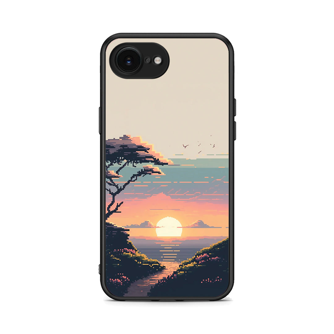 iPhone 16e Pixel Sunset Θήκη από τη Smartfits με σχέδιο στο πίσω μέρος και μαύρο περίβλημα | Smartphone case with colorful back and black bezels by Smartfits