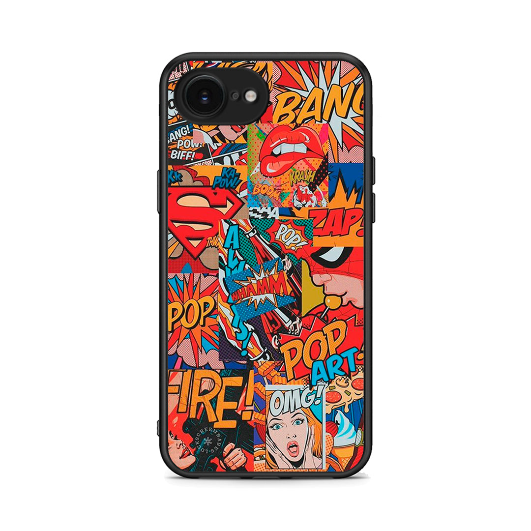 iPhone 16e PopArt OMG θήκη από τη Smartfits με σχέδιο στο πίσω μέρος και μαύρο περίβλημα | Smartphone case with colorful back and black bezels by Smartfits