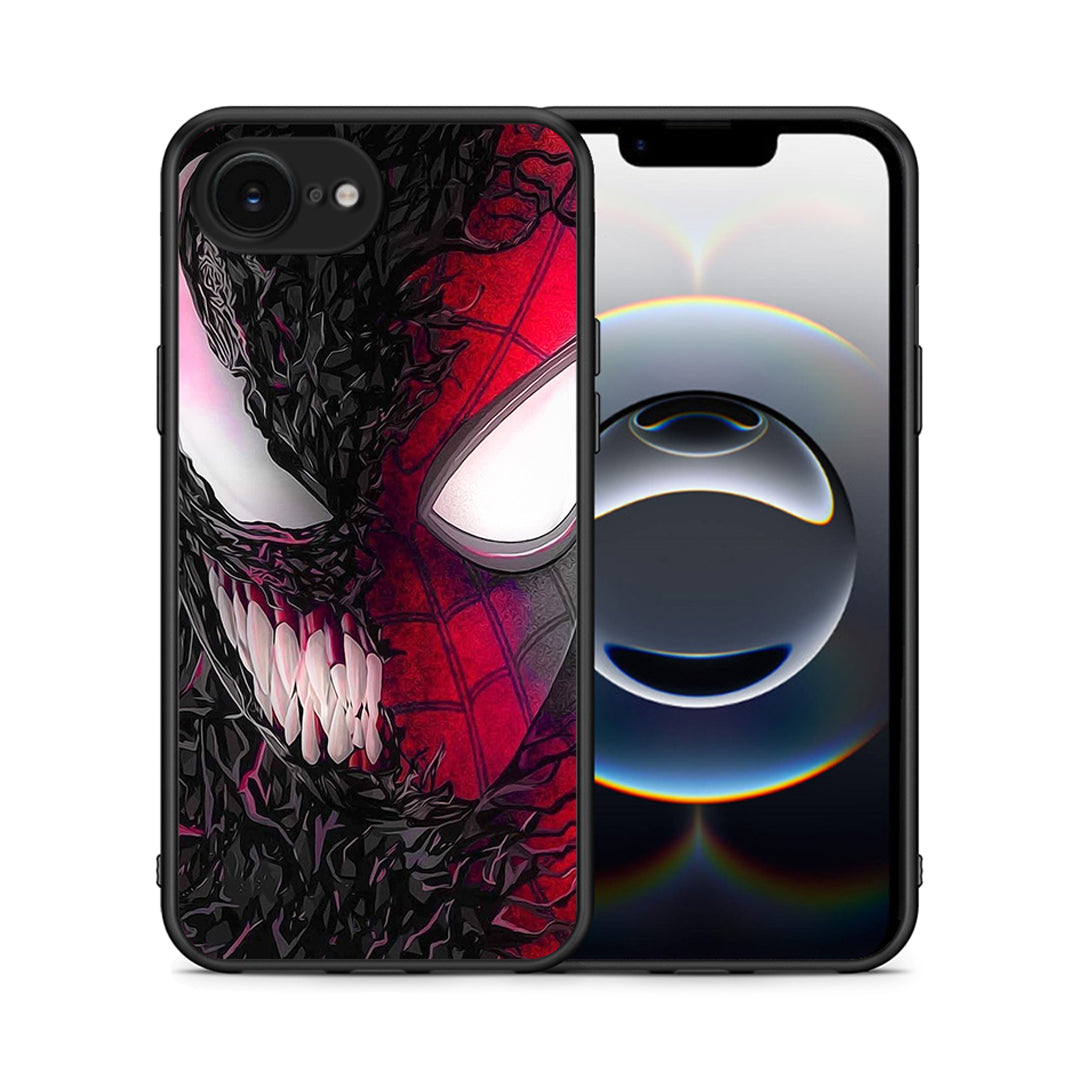 Θήκη iPhone 16e SpiderVenom PopArt από τη Smartfits με σχέδιο στο πίσω μέρος και μαύρο περίβλημα | iPhone 16e SpiderVenom PopArt case with colorful back and black bezels