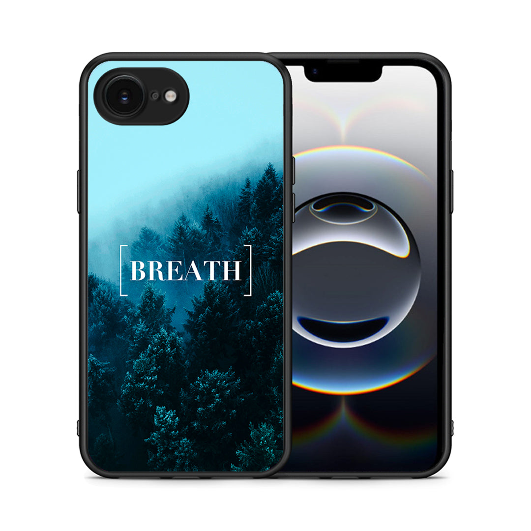 Θήκη iPhone 16e Breath Quote από τη Smartfits με σχέδιο στο πίσω μέρος και μαύρο περίβλημα | iPhone 16e Breath Quote case with colorful back and black bezels