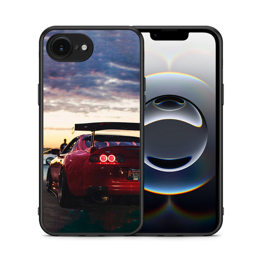 Θήκη iPhone 16e Racing Supra από τη Smartfits με σχέδιο στο πίσω μέρος και μαύρο περίβλημα | iPhone 16e Racing Supra case with colorful back and black bezels