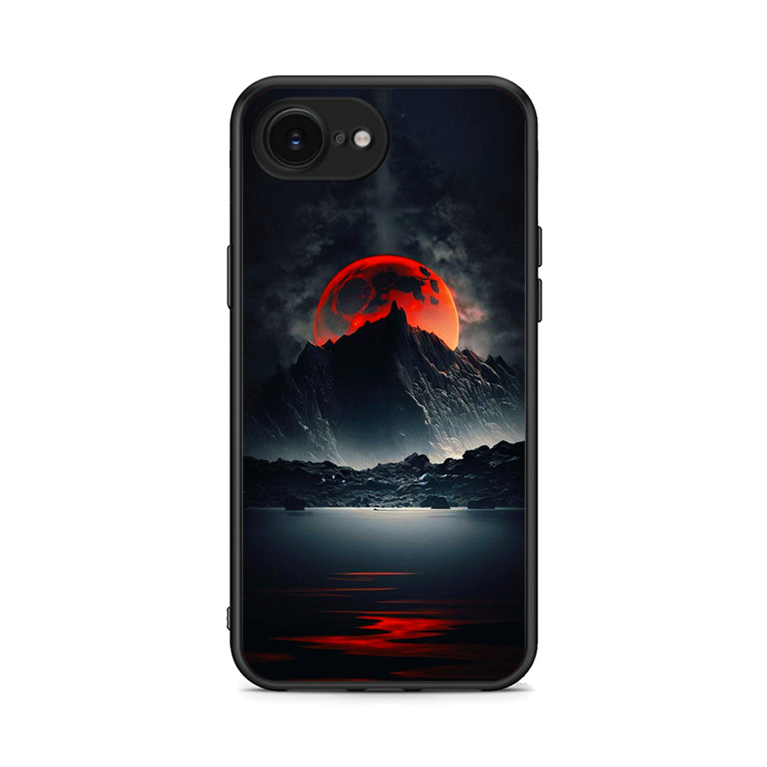 iPhone 16e Red Full Moon θήκη από τη Smartfits με σχέδιο στο πίσω μέρος και μαύρο περίβλημα | Smartphone case with colorful back and black bezels by Smartfits