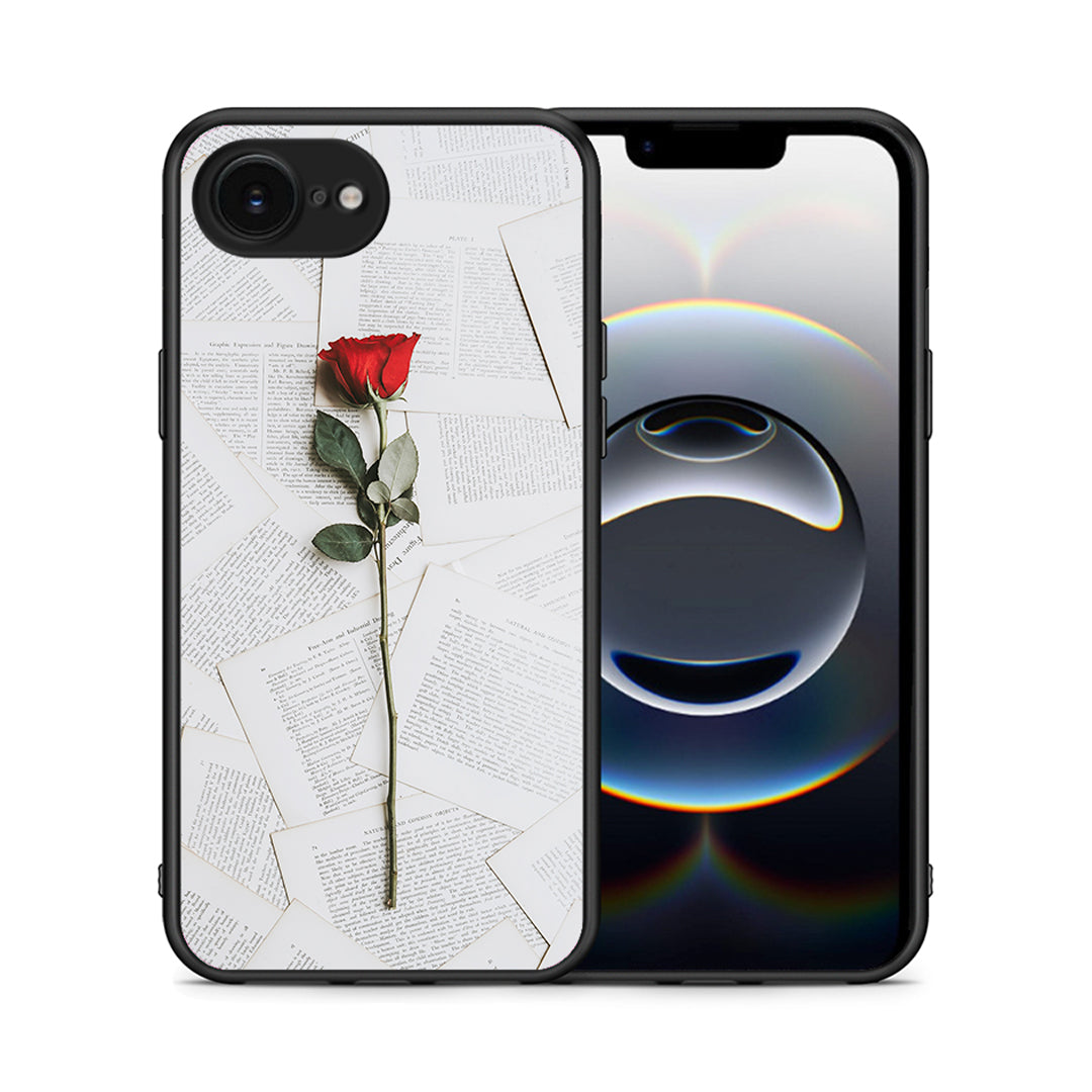 Θήκη iPhone 16e Red Rose από τη Smartfits με σχέδιο στο πίσω μέρος και μαύρο περίβλημα | iPhone 16e Red Rose case with colorful back and black bezels