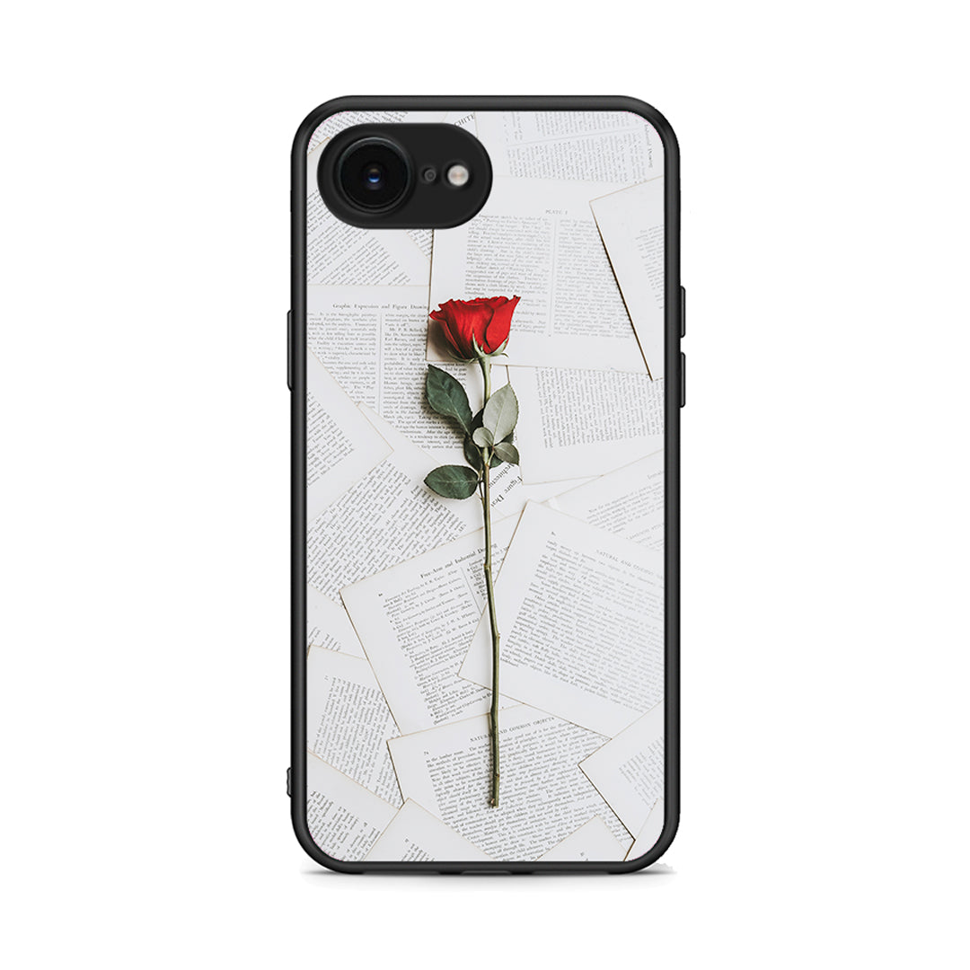 iPhone 16e Red Rose θήκη από τη Smartfits με σχέδιο στο πίσω μέρος και μαύρο περίβλημα | Smartphone case with colorful back and black bezels by Smartfits