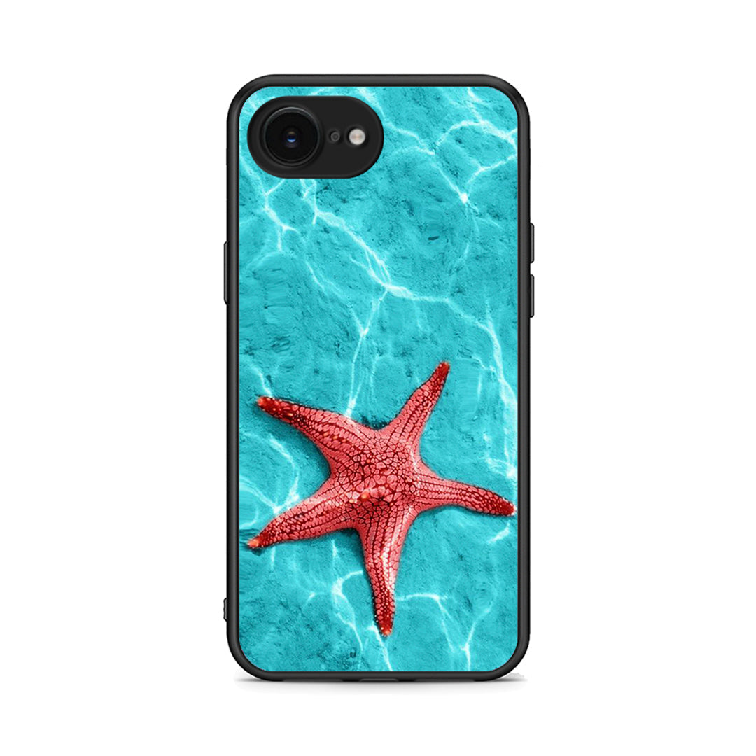 iPhone 16e Red Starfish Θήκη από τη Smartfits με σχέδιο στο πίσω μέρος και μαύρο περίβλημα | Smartphone case with colorful back and black bezels by Smartfits