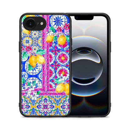 Θήκη iPhone 16e Retro Spring από τη Smartfits με σχέδιο στο πίσω μέρος και μαύρο περίβλημα | iPhone 16e Retro Spring case with colorful back and black bezels