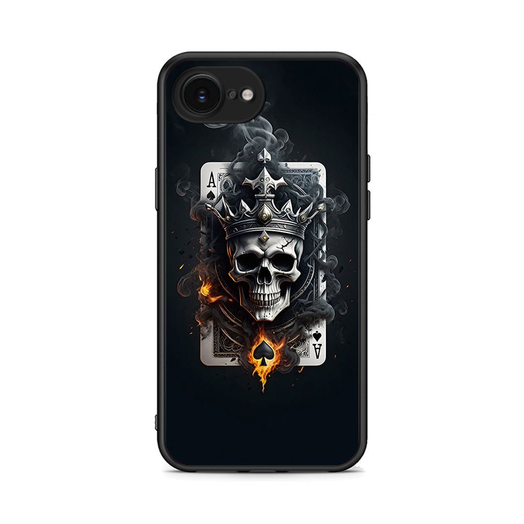 iPhone 16e Skull King Ace θήκη από τη Smartfits με σχέδιο στο πίσω μέρος και μαύρο περίβλημα | Smartphone case with colorful back and black bezels by Smartfits