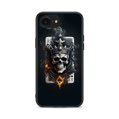 iPhone 16e Skull King Ace θήκη από τη Smartfits με σχέδιο στο πίσω μέρος και μαύρο περίβλημα | Smartphone case with colorful back and black bezels by Smartfits