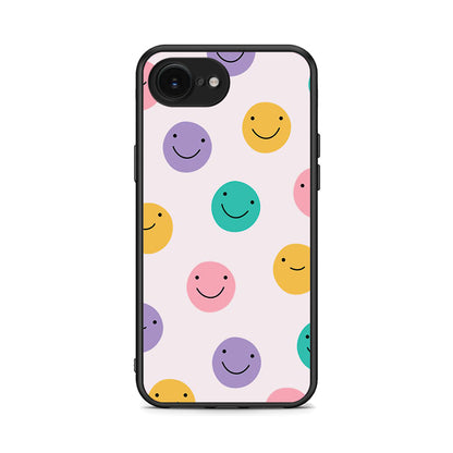 iPhone 16e Smiley Faces θήκη από τη Smartfits με σχέδιο στο πίσω μέρος και μαύρο περίβλημα | Smartphone case with colorful back and black bezels by Smartfits