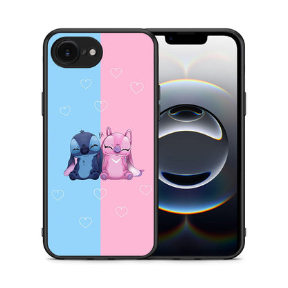 Θήκη iPhone 16e Stitch And Angel από τη Smartfits με σχέδιο στο πίσω μέρος και μαύρο περίβλημα | iPhone 16e Stitch And Angel case with colorful back and black bezels