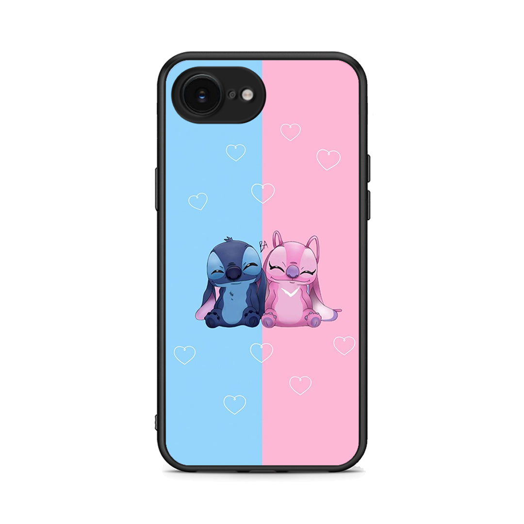 iPhone 16e Stitch And Angel θήκη από τη Smartfits με σχέδιο στο πίσω μέρος και μαύρο περίβλημα | Smartphone case with colorful back and black bezels by Smartfits