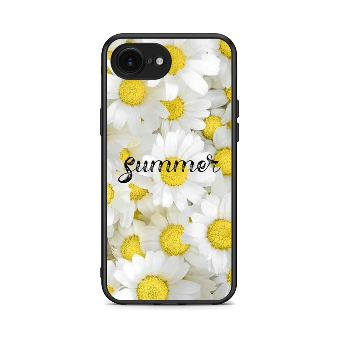 iPhone 16e Summer Daisies Θήκη από τη Smartfits με σχέδιο στο πίσω μέρος και μαύρο περίβλημα | Smartphone case with colorful back and black bezels by Smartfits