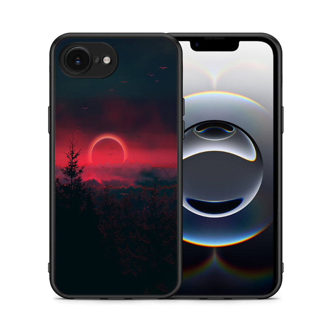 Θήκη iPhone 16e Sunset Tropic από τη Smartfits με σχέδιο στο πίσω μέρος και μαύρο περίβλημα | iPhone 16e Sunset Tropic case with colorful back and black bezels