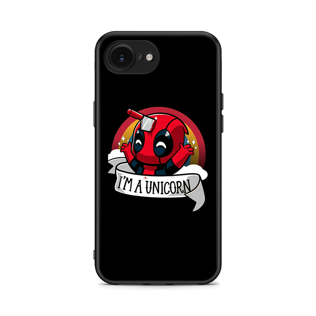 iPhone 16e Unicorn Deadpool θήκη από τη Smartfits με σχέδιο στο πίσω μέρος και μαύρο περίβλημα | Smartphone case with colorful back and black bezels by Smartfits