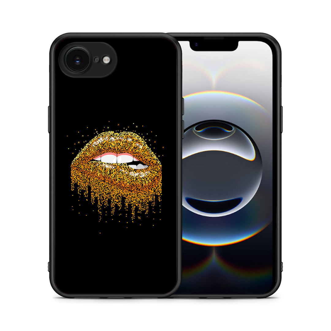 Θήκη iPhone 16e Golden Valentine από τη Smartfits με σχέδιο στο πίσω μέρος και μαύρο περίβλημα | iPhone 16e Golden Valentine case with colorful back and black bezels