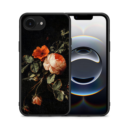 Θήκη iPhone 16e Vintage Roses από τη Smartfits με σχέδιο στο πίσω μέρος και μαύρο περίβλημα | iPhone 16e Vintage Roses case with colorful back and black bezels