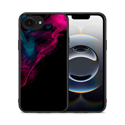 Θήκη iPhone 16e Pink Black Watercolor από τη Smartfits με σχέδιο στο πίσω μέρος και μαύρο περίβλημα | iPhone 16e Pink Black Watercolor case with colorful back and black bezels