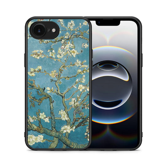 Θήκη iPhone 16e White Blossoms από τη Smartfits με σχέδιο στο πίσω μέρος και μαύρο περίβλημα | iPhone 16e White Blossoms case with colorful back and black bezels