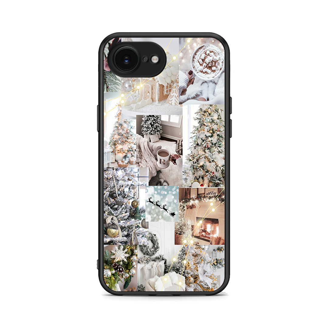 iPhone 16e White Christmas θήκη από τη Smartfits με σχέδιο στο πίσω μέρος και μαύρο περίβλημα | Smartphone case with colorful back and black bezels by Smartfits