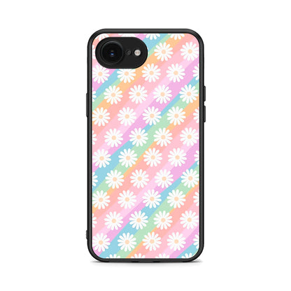 iPhone 16e White Daisies θήκη από τη Smartfits με σχέδιο στο πίσω μέρος και μαύρο περίβλημα | Smartphone case with colorful back and black bezels by Smartfits