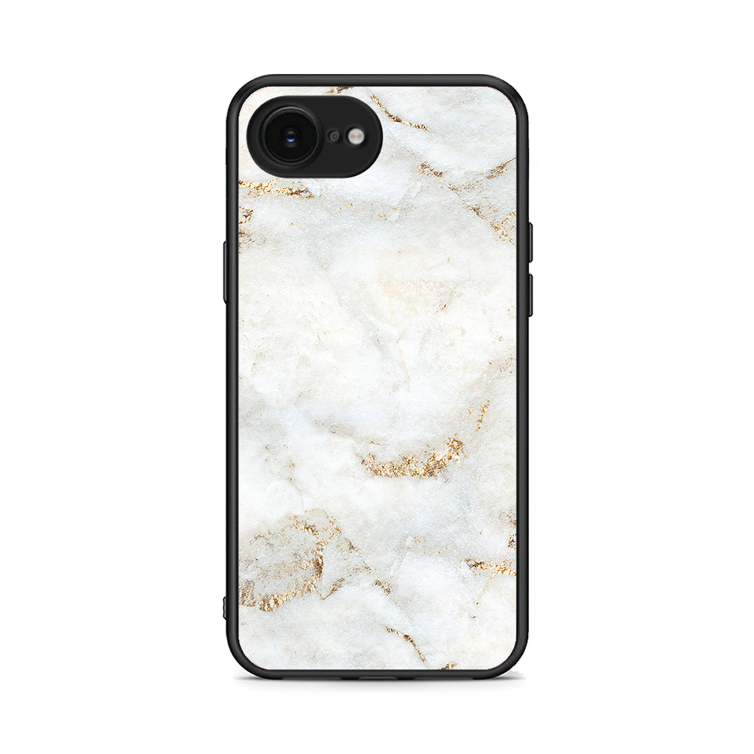 iPhone 16e White Gold Marble θήκη από τη Smartfits με σχέδιο στο πίσω μέρος και μαύρο περίβλημα | Smartphone case with colorful back and black bezels by Smartfits