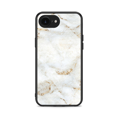 iPhone 16e White Gold Marble θήκη από τη Smartfits με σχέδιο στο πίσω μέρος και μαύρο περίβλημα | Smartphone case with colorful back and black bezels by Smartfits