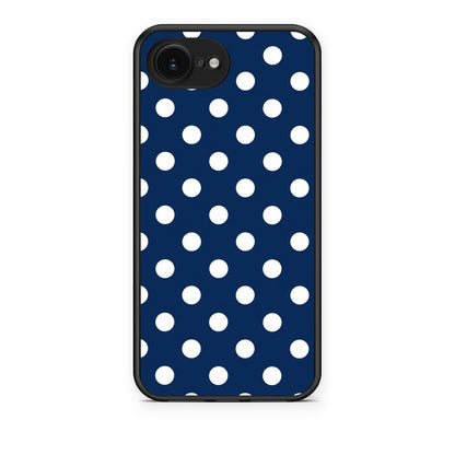 Θήκη iPhone 16e White Large Polka Dots on Navy από τη Smartfits με σχέδιο στο πίσω μέρος και μαύρο περίβλημα | iPhone 16e White Large Polka Dots on Navy case with colorful back and black bezels