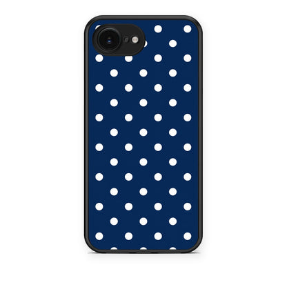 Θήκη iPhone 16e White Small Polka Dots on Navy από τη Smartfits με σχέδιο στο πίσω μέρος και μαύρο περίβλημα | iPhone 16e White Small Polka Dots on Navy case with colorful back and black bezels