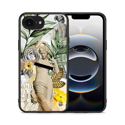 Θήκη iPhone 16e Woman Statue από τη Smartfits με σχέδιο στο πίσω μέρος και μαύρο περίβλημα | iPhone 16e Woman Statue case with colorful back and black bezels
