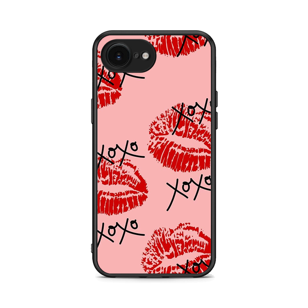 iPhone 16e XOXO Lips θήκη από τη Smartfits με σχέδιο στο πίσω μέρος και μαύρο περίβλημα | Smartphone case with colorful back and black bezels by Smartfits