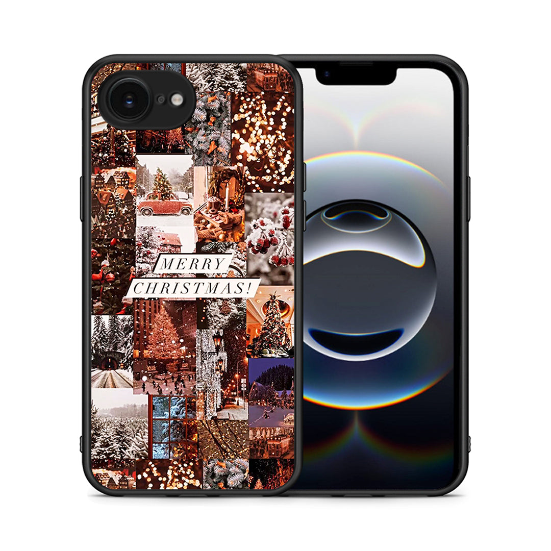 Θήκη iPhone 16e Xmas Collage από τη Smartfits με σχέδιο στο πίσω μέρος και μαύρο περίβλημα | iPhone 16e Xmas Collage case with colorful back and black bezels