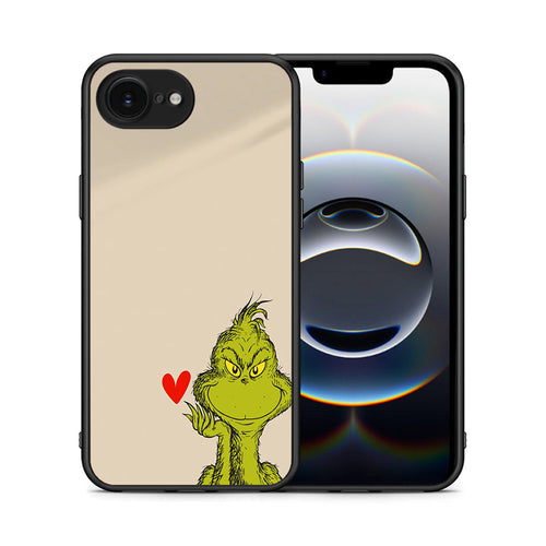 Θήκη iPhone 16e Xmas Grinch από τη Smartfits με σχέδιο στο πίσω μέρος και μαύρο περίβλημα | iPhone 16e Xmas Grinch case with colorful back and black bezels