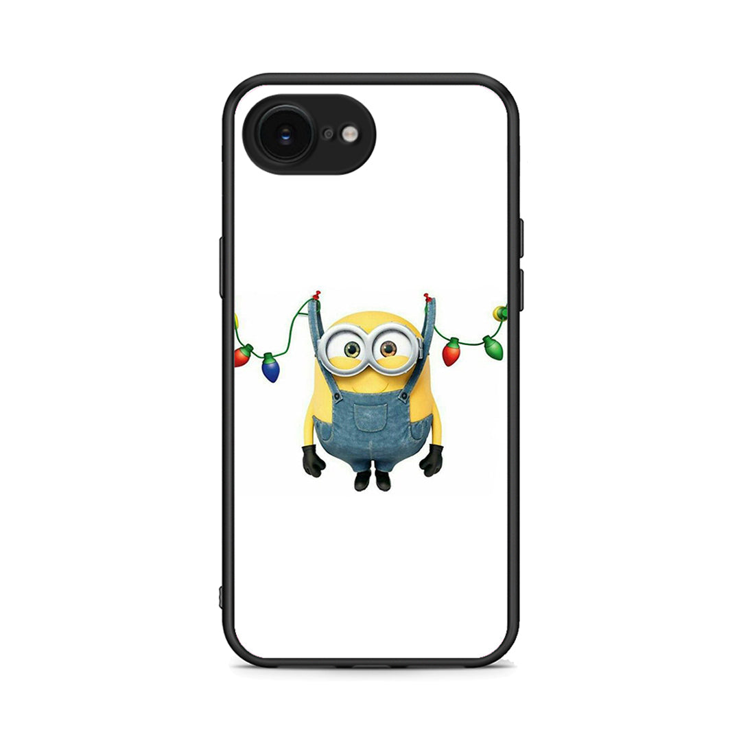 iPhone 16e Xmas Minion Lights θήκη από τη Smartfits με σχέδιο στο πίσω μέρος και μαύρο περίβλημα | Smartphone case with colorful back and black bezels by Smartfits