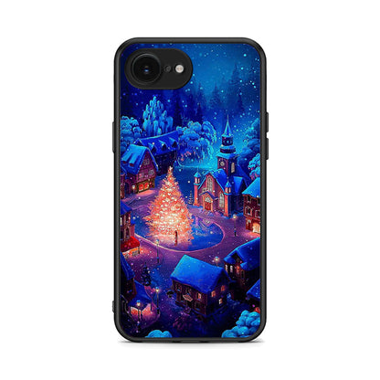 iPhone 16e Xmas Village θήκη από τη Smartfits με σχέδιο στο πίσω μέρος και μαύρο περίβλημα | Smartphone case with colorful back and black bezels by Smartfits