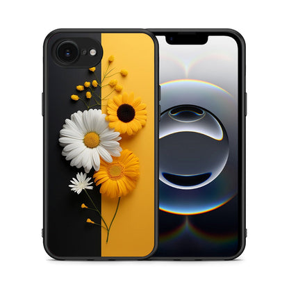Θήκη iPhone 16e Yellow Daisies από τη Smartfits με σχέδιο στο πίσω μέρος και μαύρο περίβλημα | iPhone 16e Yellow Daisies case with colorful back and black bezels