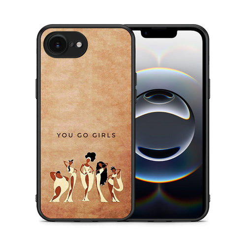 Θήκη iPhone 16e You Go Girl από τη Smartfits με σχέδιο στο πίσω μέρος και μαύρο περίβλημα | iPhone 16e You Go Girl case with colorful back and black bezels